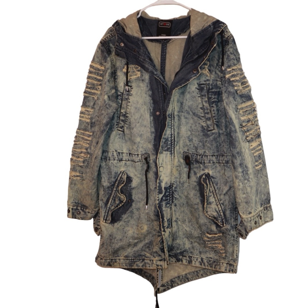 Distressed Jean Parka Jacket